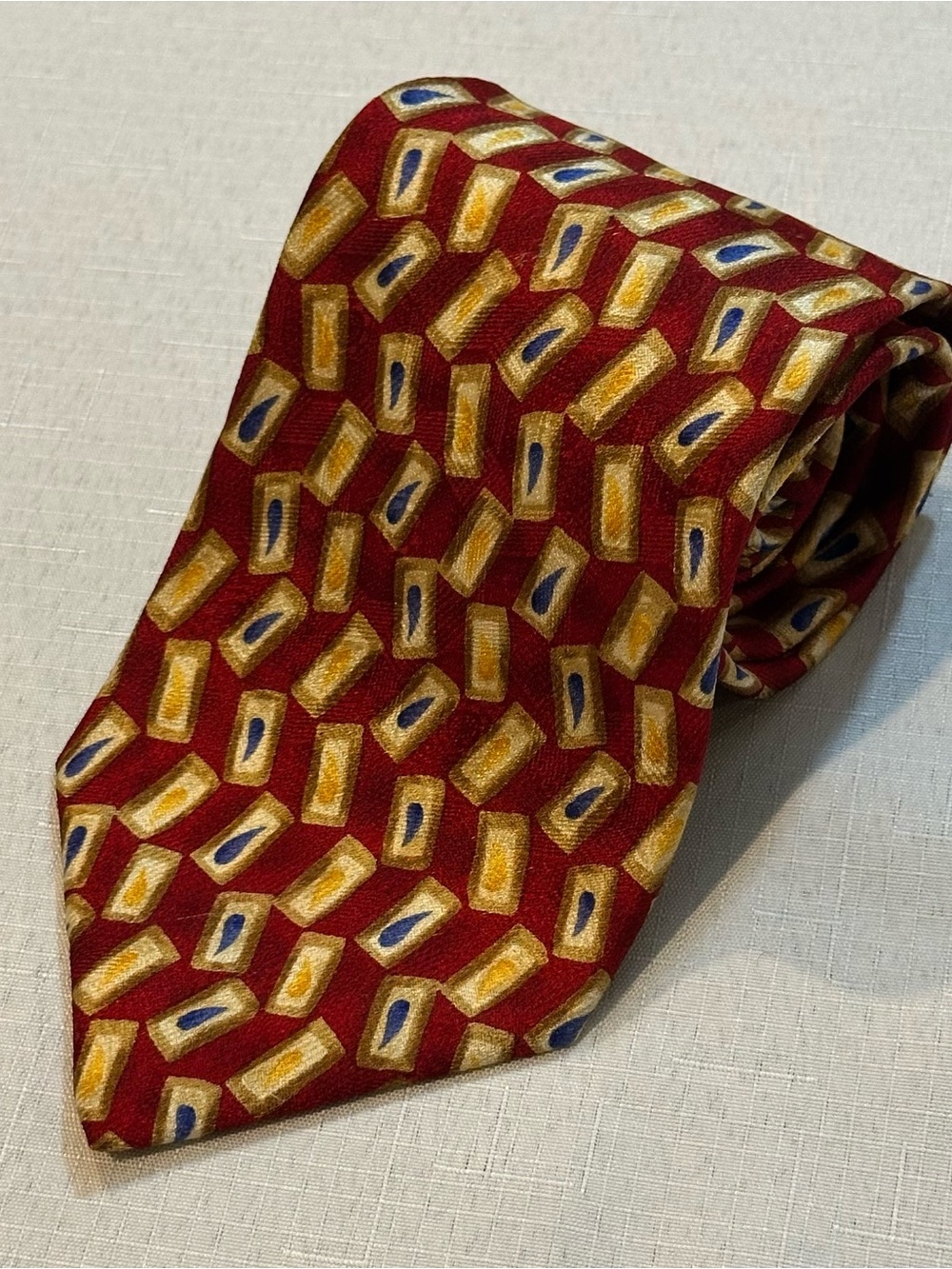 Perry Ellis Portfolio Silk Geometric Tie Made USA